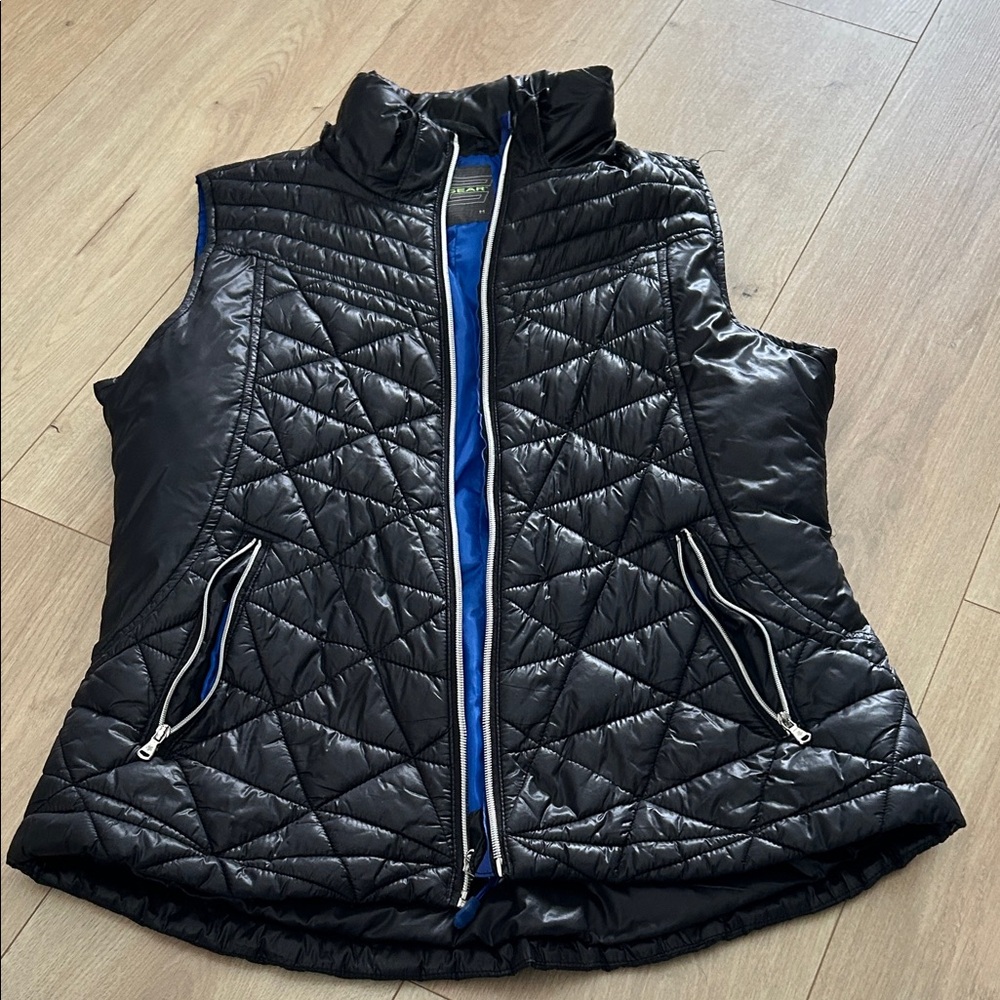 Tek Gear Black Quilted Vest with Blue Lining